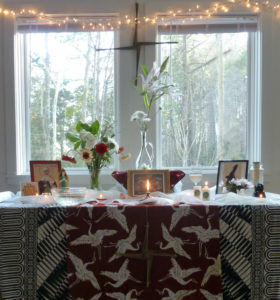 Altar de Brigid na Celebração de Imbolc dos Santuários da Terra